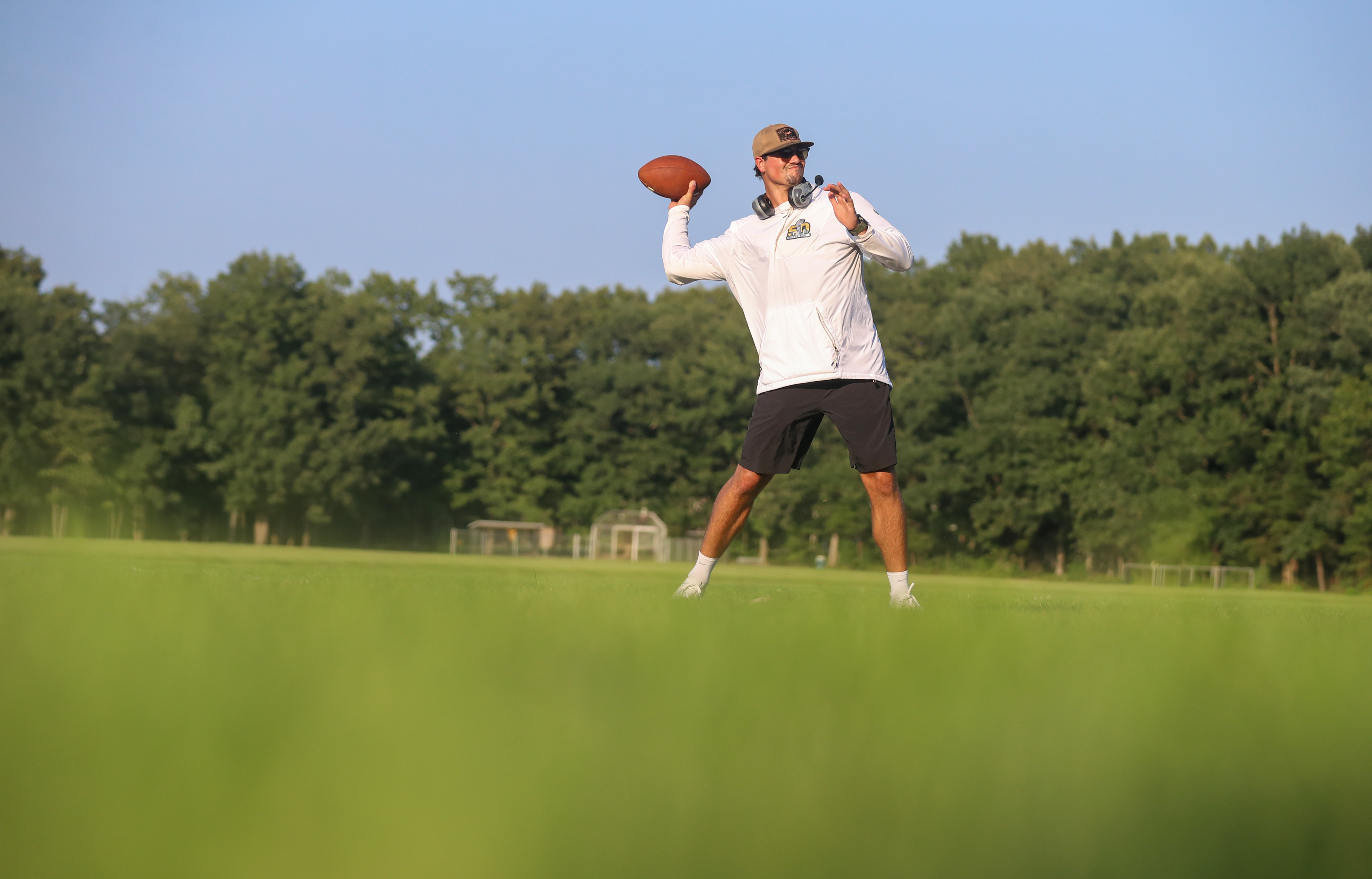 Former NFL quarterback Christian Hackenberg during football practice at Winslow Township Middle School on Wednesday, August 25, 2021 in Atco, N.J. Hackenberg, the New York Jets second round draft pick in 2016, is now a volunteer assistant coach at Winslow High School in Camden County.